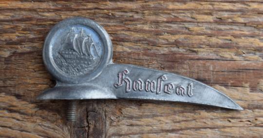 Schutzblechfigur HANSEAT, Alu Druckguss, orig. Altbestand 50er Jahre, Zustand siehe Bild 