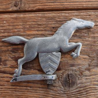 Schutzblechfigur STRICKER, Alu Druckguss, orig. Altbestand 50er Jahre, Zustand siehe Bild 