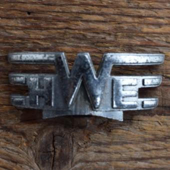 Schutzblechfigur "HWE" HEIDEMANN-WERKE EINBECK, Zinkdruckguss verchromt, orig. Altbestand 30-50er Jahre 