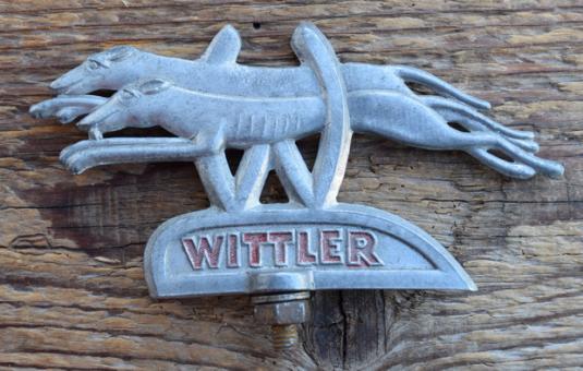 Schutzblechfigur WITTLER, Alu Druckguss, orig. Altbestand 50er Jahre, Zustand siehe Bild 