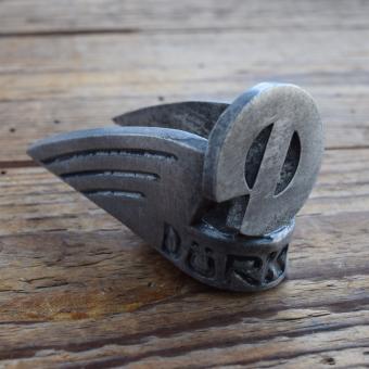 Schutzblechfigur DÜRKOPP, Alu Druckguss, orig. Altbestand 50er Jahre, Zustand siehe Bild 