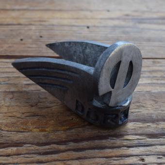 Schutzblechfigur DÜRKOPP, Alu Druckguss, orig. Altbestand 50er Jahre, Zustand siehe Bild 