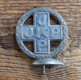 Schutzblechfigur JOSEF KRUSE PADEBORN JKP, Alu Druckguss, orig. Altbestand 30-50er Jahre 