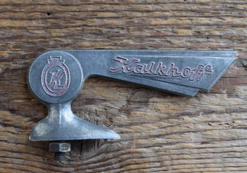 Schutzblechfigur KALKHOFF, Alu Druckguss, orig. Altbestand 50er Jahre, Zustand siehe Bild 