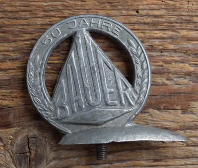 Schutzblechfigur BAUER, Alu Druckguss, orig. Altbestand 60er Jahre, Zustand siehe Bild 