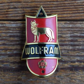 Steuerkopfschild WOLFRAM, 50er Jahre, Originalschild aus Sammlungsbestand 