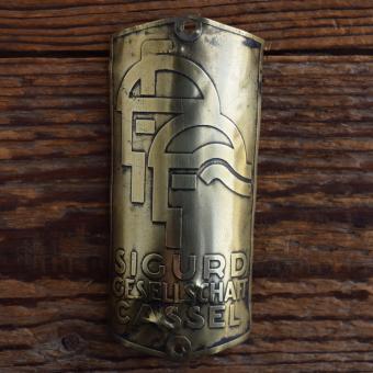 Steuerkopfschild SIGURD GESELLSCHAFT CASSEL, 20er Jahre, Originalschild aus Sammlungsbestand 