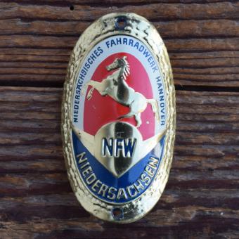 Steuerkopfschild  N.F.W. Niedersächsische Fahrrad Werke, 50er Jahre, Originalschild aus Sammlungsbestand 