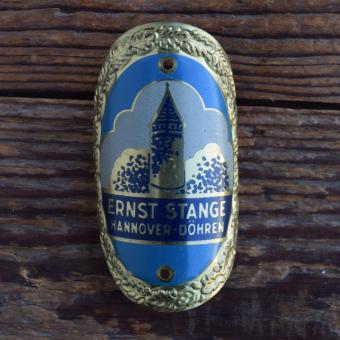 Steuerkopfschild  ERNST STANGE, 30er Jahre, Originalschild aus Sammlungsbestand 