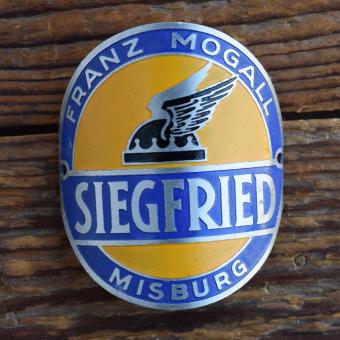 Steuerkopfschild SIEGFRIED, 50er Jahre, Originalschild aus Sammlungsbestand 