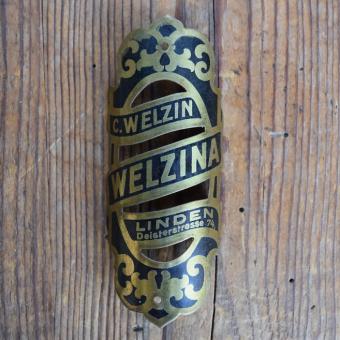 Steuerkopfschild WELZINA, 20er Jahre, Originalschild aus Sammlungsbestand 