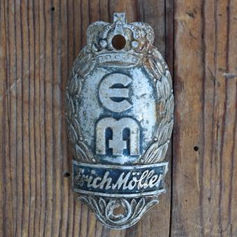 Steuerkopfschild EM ERICH MÖLLER, 50er Jahre, Originalschild aus Sammlungsbestand 