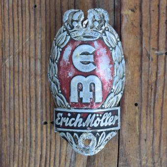 Steuerkopfschild EM ERICH MÖLLER, 50er Jahre, Originalschild aus Sammlungsbestand 