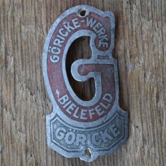 Steuerkopfschild GÖRICKE WERKE, 30er Jahre, Originalschild aus Sammlungsbestand 