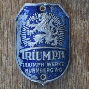 Steuerkopfschild TRIUMPH, 30er Jahre, Originalschild aus Sammlungsbestand 