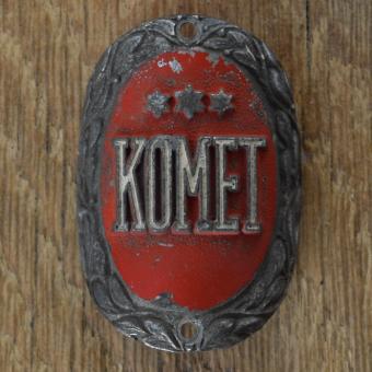 Steuerkopfschild KOMET, 50er Jahre, Originalschild aus Sammlungsbestand 