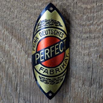 Steuerkopfschild PERFECT, 30er Jahre, Originalschild aus Sammlungsbestand 