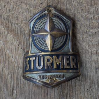 Steuerkopfschild STÜRMER, 50er Jahre, Originalschild aus Sammlungsbestand 