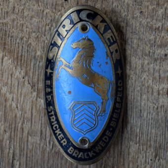 Steuerkopfschild STRICKER, 30er Jahre, Originalschild aus Sammlungsbestand 