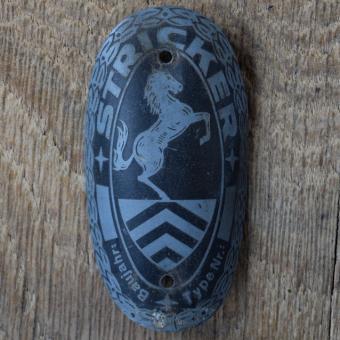 Steuerkopfschild STRICKER, 40er Jahre, Originalschild aus Sammlungsbestand 