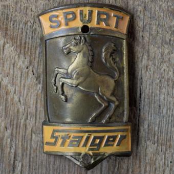 Steuerkopfschild SPURT STAIGER, 50er Jahre, Originalschild aus Sammlungsbestand 