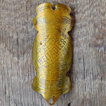 Steuerkopfschild WELTADLER, 20er Jahre, Originalschild aus Sammlungsbestand 