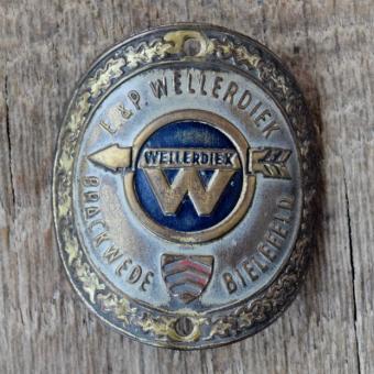 Steuerkopfschild WELLERDIEK, 50er Jahre, Originalschild aus Sammlungsbestand 