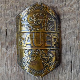 Steuerkopfschild BAUER, 30er Jahre, Originalschild aus Sammlungsbestand 