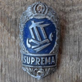 Steuerkopfschild SUPREMA, 50er Jahre, Originalschild aus Sammlungsbestand 