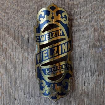Steuerkopfschild WELZINA, 20er Jahre, Originalschild aus Sammlungsbestand 