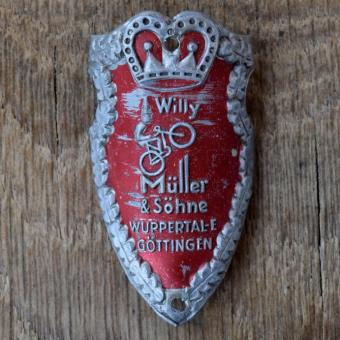 Steuerkopfschild WILLY MÜLLER & SÖHNE, 50er Jahre, Originalschild aus Sammlungsbestand 