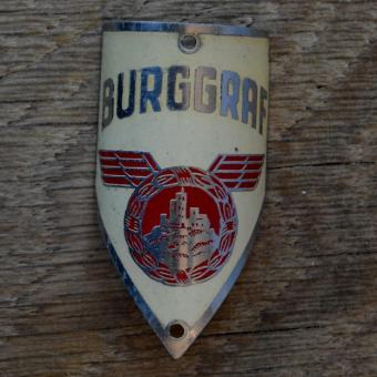 Steuerkopfschild BURGGRAF, 50er Jahre, Originalschild aus Sammlungsbestand 