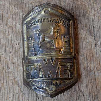 Steuerkopfschild HWE HEIDEMANN-WERKE EINBECK, 50er Jahre, Originalschild aus Sammlungsbestand 