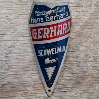 Steuerkopfschild GERHARD, 30er Jahre, Originalschild aus Sammlungsbestand 