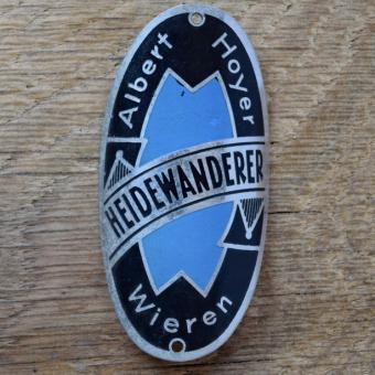 Steuerkopfschild HEIDEWANDERER, 50er Jahre, Originalschild aus Sammlungsbestand 