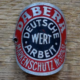 Steuerkopfschild DABERA, 50er Jahre, Originalschild aus Sammlungsbestand 