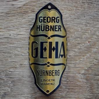 Steuerkopfschild GEHA, 30er Jahre, Originalschild aus Sammlungsbestand 