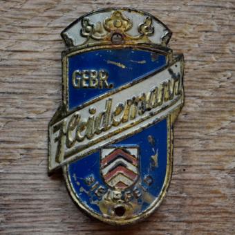 Steuerkopfschild HEIDEMANN, 50er Jahre, Originalschild aus Sammlungsbestand 