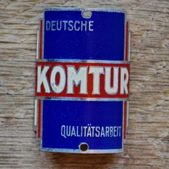 Steuerkopfschild KOMTUR, 50er Jahre, Originalschild aus Sammlungsbestand 