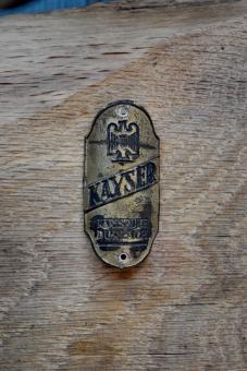 Steuerkopfschild KAYSER, 30er Jahre, Originalschild aus Sammlungsbestand 