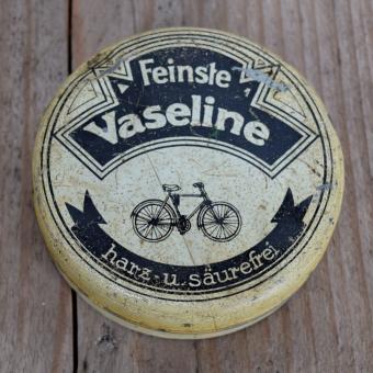 Blechdose "FEINSTE VASELINE" orig. 20 er Jahre, 80 x 28 mm, ohne Inhalt 