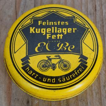 Blechdose "KUGELLAGERFETT EL-BE" orig. 30 er Jahre, 65 x 20 mm, mit Restfett 