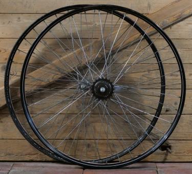 Laufradsatz 26 Zoll (559), für Drahtbereifung, 60er/70er Jahre, Naben: WECO verchromt / SACHS Jet verchromt, gebr. 