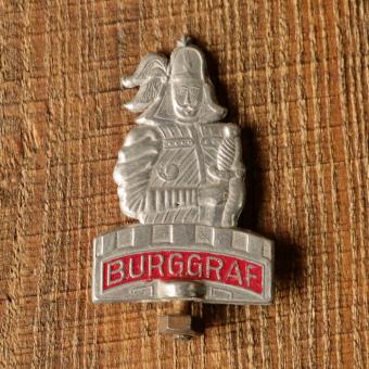 Schutzblechfigur BURGGRAF, Alu lackiert, original 50er Jahre, gebr. 