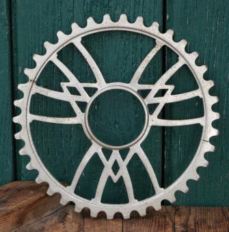 Kettenblatt VICTORIA, 10er/20er J., 5/8 Zoll, vernickelt, Gewinde-Durchmesser 55mm, 38 Zähne, gebr. 