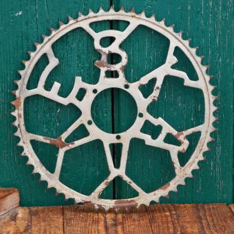 Kettenblatt ESKA, 10er J., 1/2 Zoll, vernickelt, groß, 60 Zähne, Aufnahme-Durchmesser 55,5mm, gebr. 