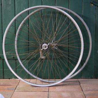 Laufradsatz 28 x 1,75,  Alufelgen für Drahtbereifung, 1950er J., für Sportrad z.B. NSU, gebr. 