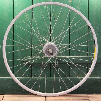 Vorderrad, "Alexrims DM 18", 26 Zoll (559), Alu, Hohlkammerfelge, Shimano DH 3N30, Nabendynamo, NOS 