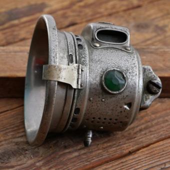 Karbidlaterne "Lucas", für Kleinkraftrad/Leichtmotorrad, vernickelt, 1920er Jahre, gebraucht 
