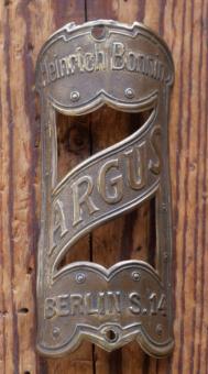 Steuerkopfschild ARGUS/Berlin, 10er/20er Jahre, Originalschild aus Sammlungsbestand 